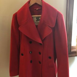 Authentic Burberry Women’s red pea coat, US 12